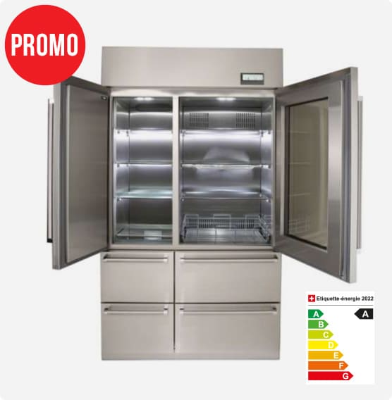RÉFRIGÉRATEUR/CONGÉLATEUR 2 PORTES/2 TIROIRS INOX – STEEL
